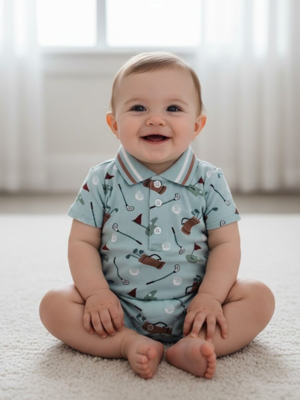 Baby Essentials Baby Boy Golf Polo Romper 3M